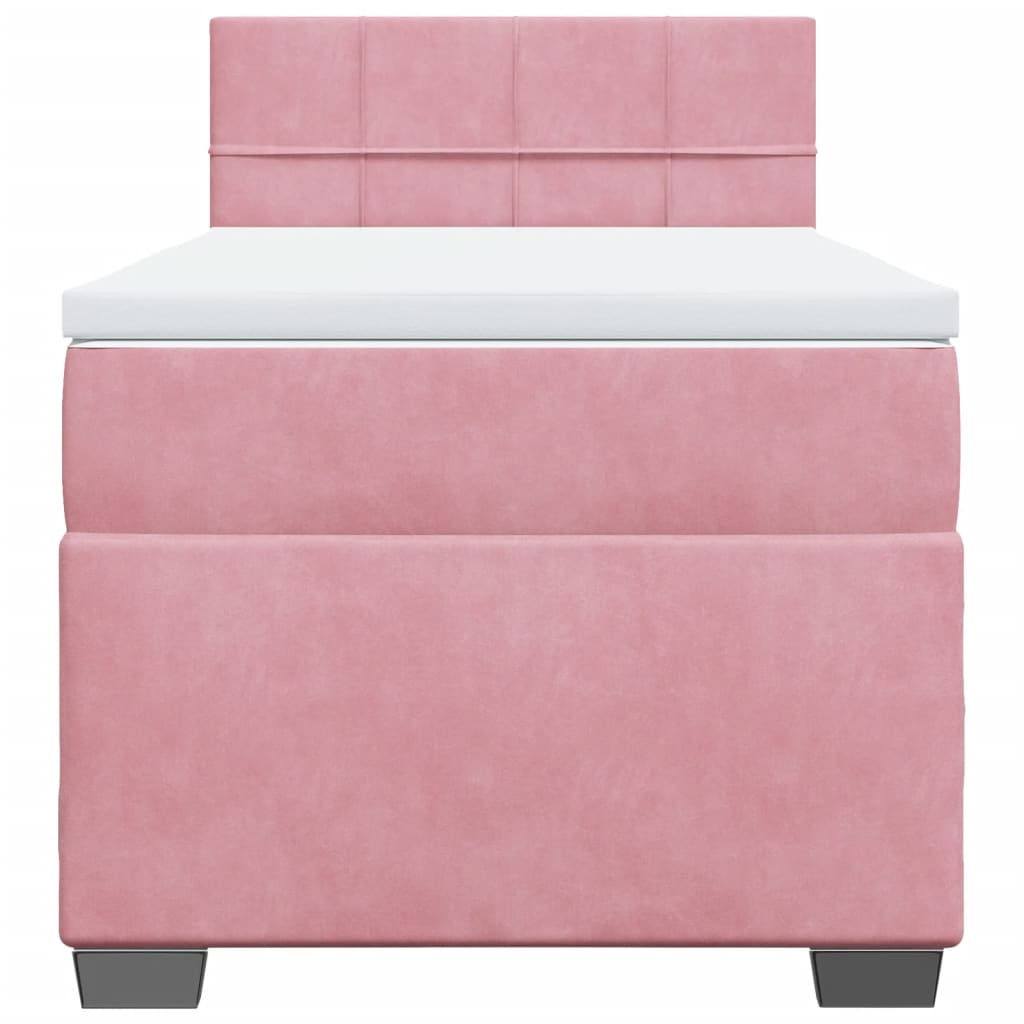Boxspring met matras fluweel roze 80x200 cm