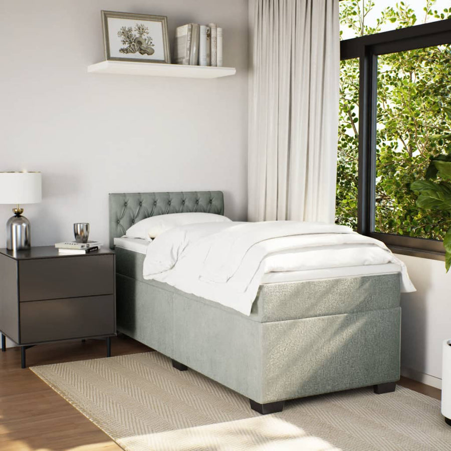 Boxspring met matras fluweel lichtgrijs 80x200 cm