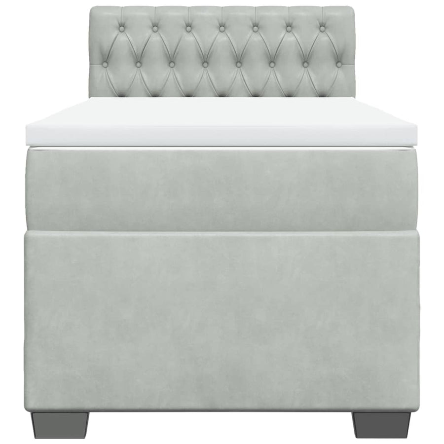 Boxspring met matras fluweel lichtgrijs 80x200 cm