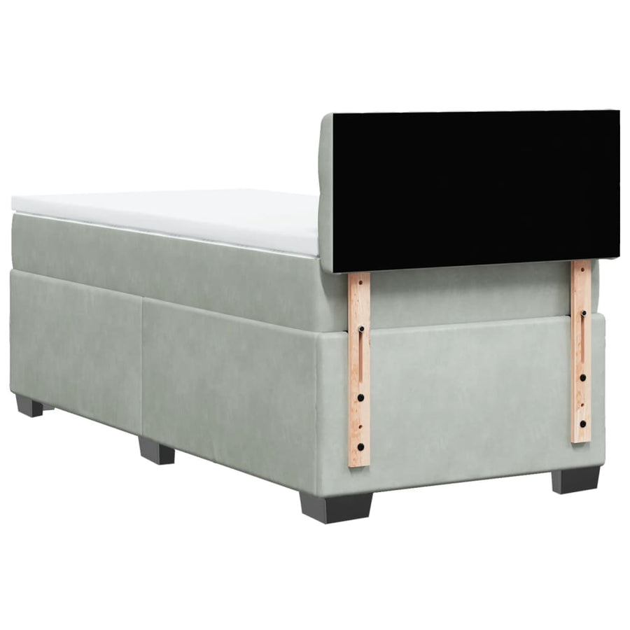 Boxspring met matras fluweel lichtgrijs 80x200 cm