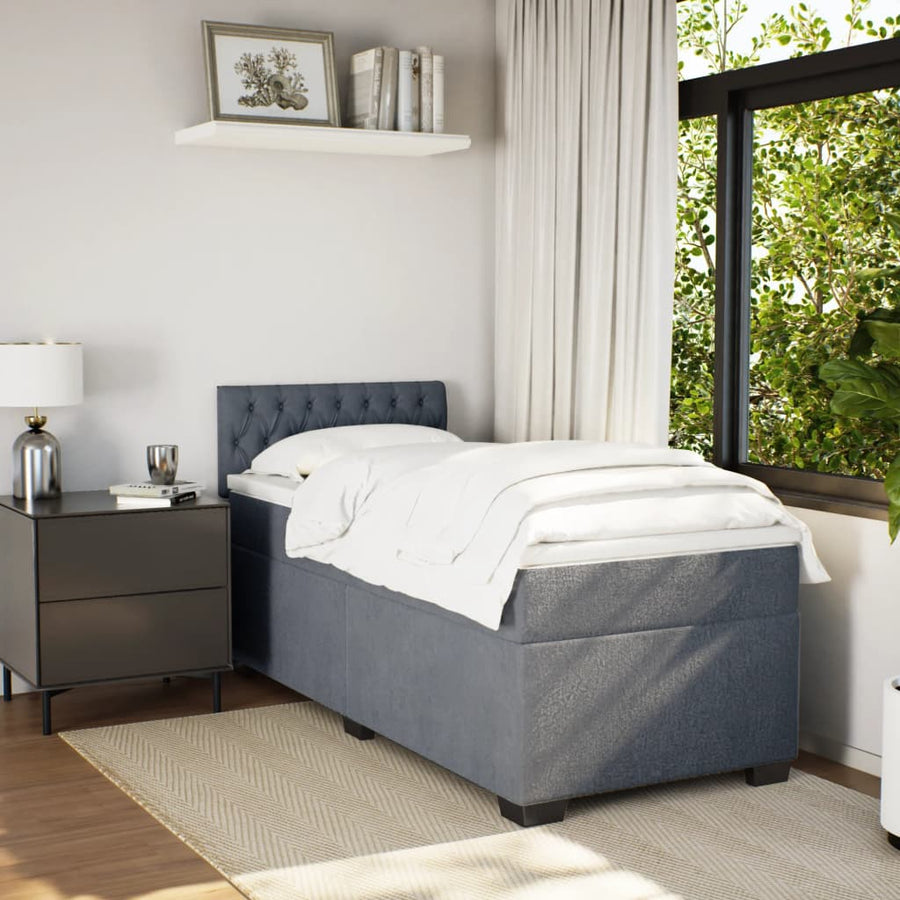 Boxspring met matras fluweel donkergrijs 80x200 cm