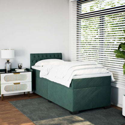 Boxspring met matras fluweel donkergroen 80x200 cm