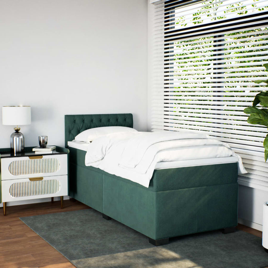 Boxspring met matras fluweel donkergroen 80x200 cm