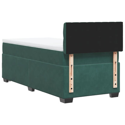 Boxspring met matras fluweel donkergroen 80x200 cm