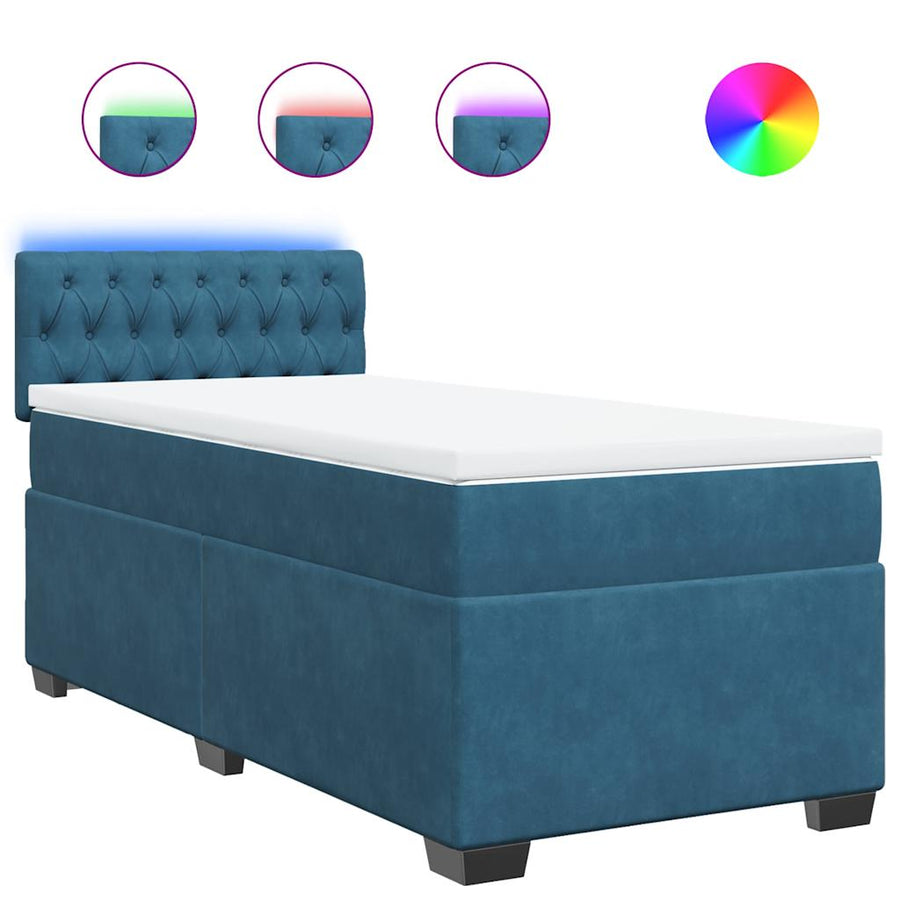Boxspring met matras fluweel blauw 80x200 cm