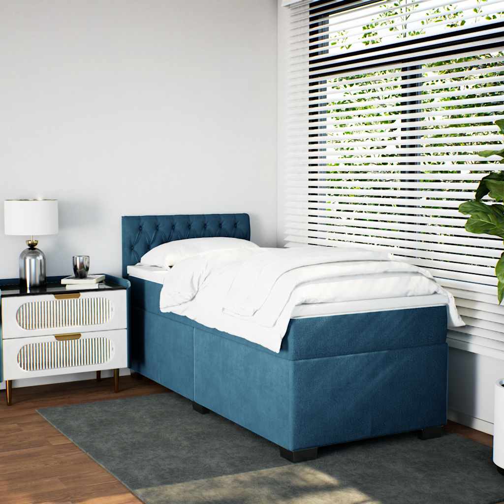 Boxspring met matras fluweel blauw 80x200 cm