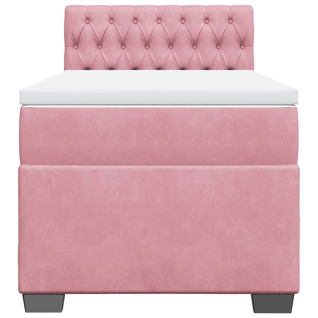 Boxspring met matras fluweel roze 80x200 cm