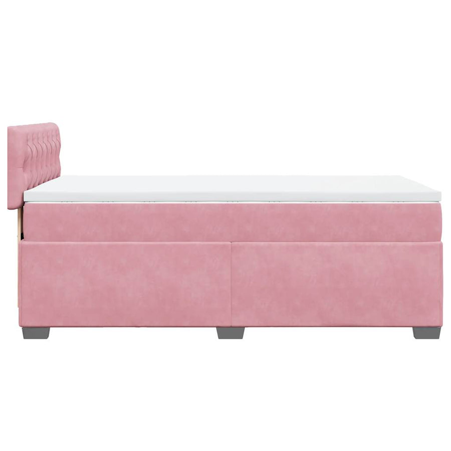 Boxspring met matras fluweel roze 80x200 cm