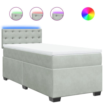 Boxspring met matras fluweel lichtgrijs 80x200 cm