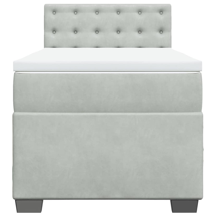 Boxspring met matras fluweel lichtgrijs 80x200 cm