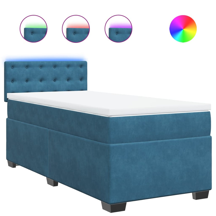 Boxspring met matras fluweel blauw 80x200 cm