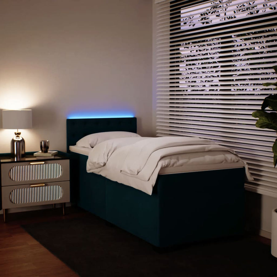 Boxspring met matras fluweel blauw 80x200 cm