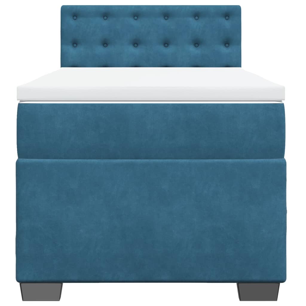 Boxspring met matras fluweel blauw 80x200 cm