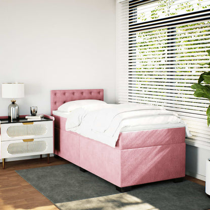 Boxspring met matras fluweel roze 80x200 cm