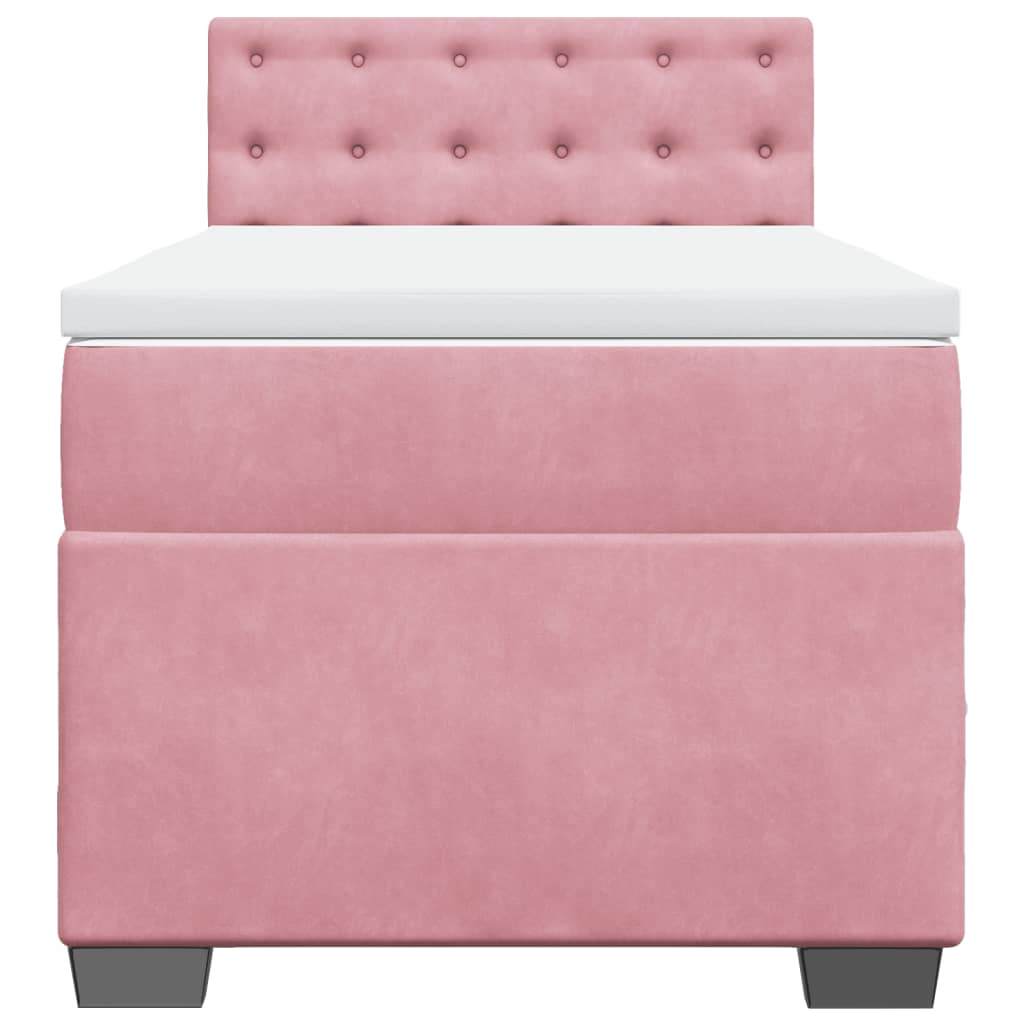Boxspring met matras fluweel roze 80x200 cm