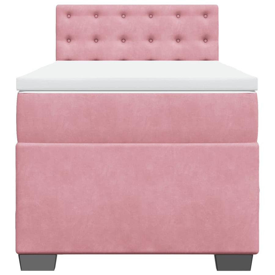 Boxspring met matras fluweel roze 80x200 cm