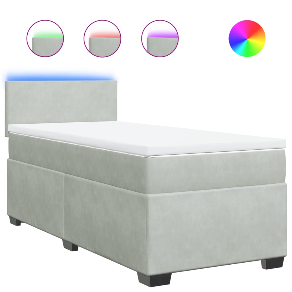 Boxspring met matras fluweel lichtgrijs 90x190 cm
