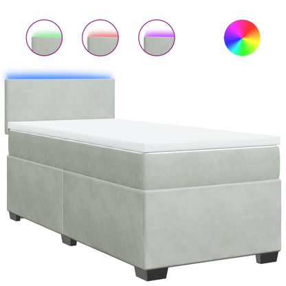 Boxspring met matras fluweel lichtgrijs 90x190 cm
