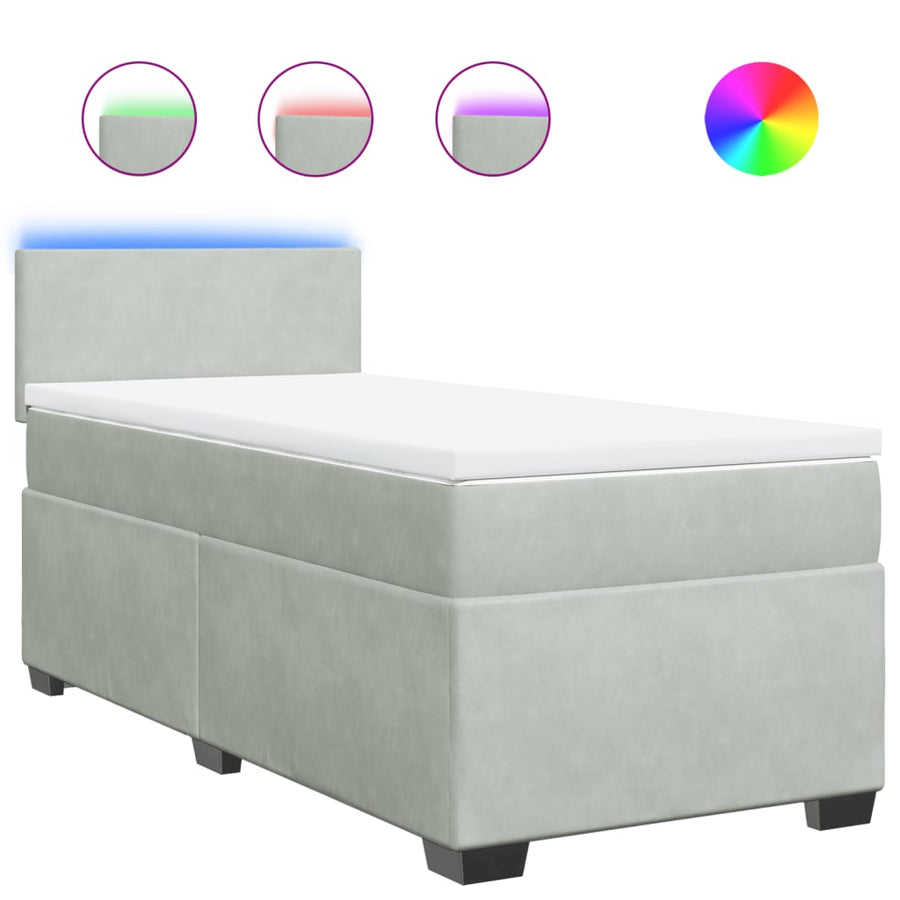 Boxspring met matras fluweel lichtgrijs 90x190 cm
