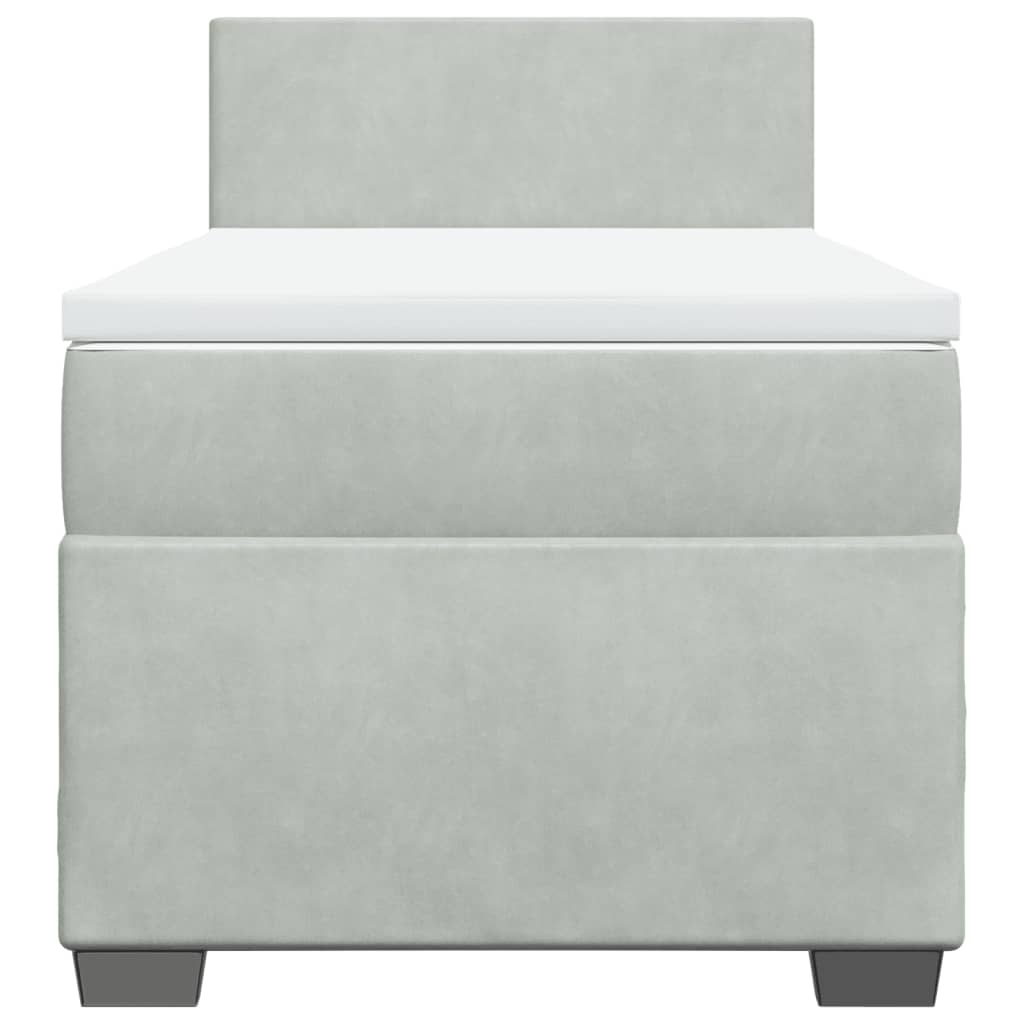 Boxspring met matras fluweel lichtgrijs 90x190 cm