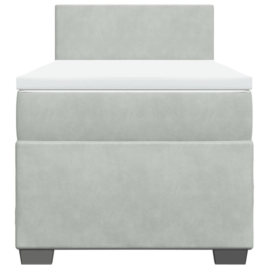 Boxspring met matras fluweel lichtgrijs 90x190 cm