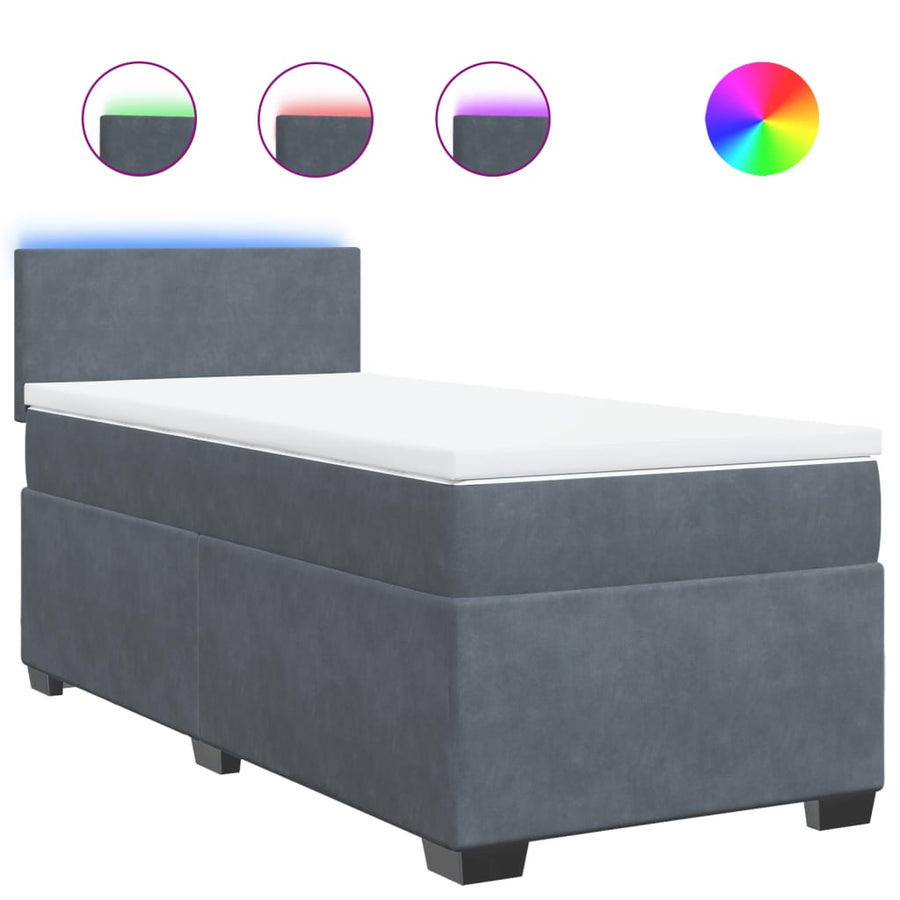 Boxspring met matras fluweel donkergrijs 90x190 cm