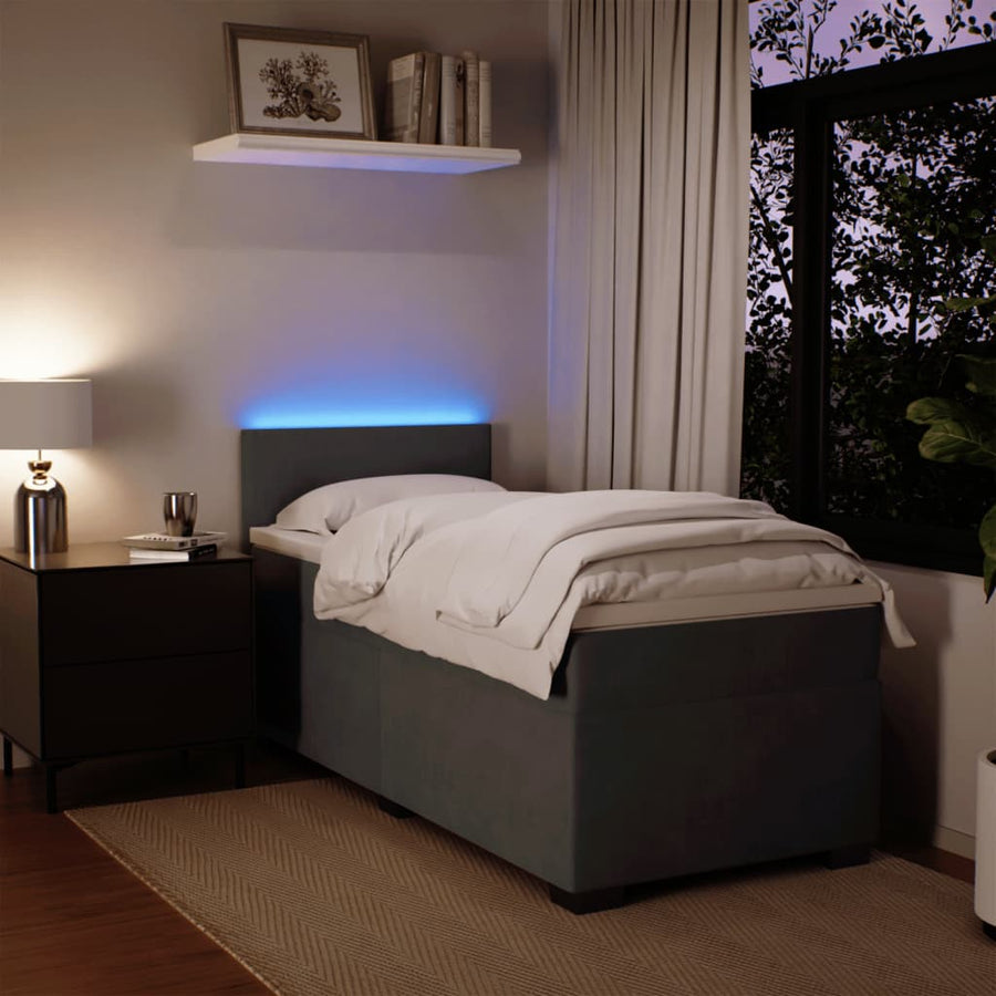 Boxspring met matras fluweel donkergrijs 90x190 cm