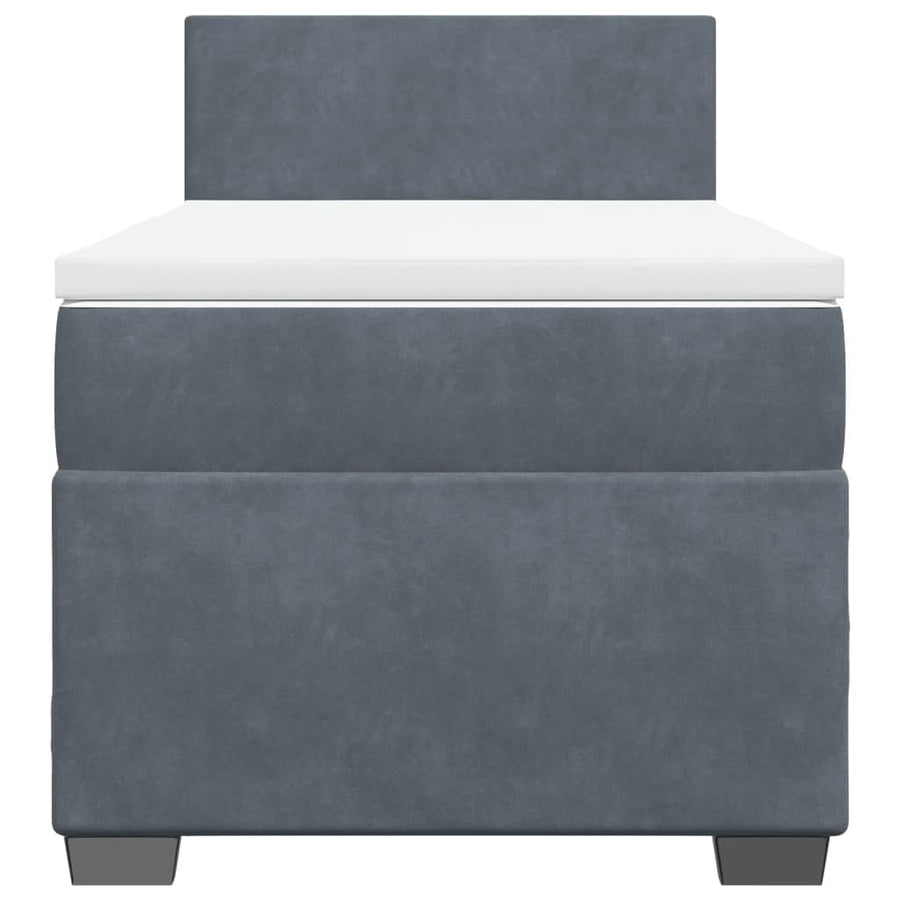 Boxspring met matras fluweel donkergrijs 90x190 cm