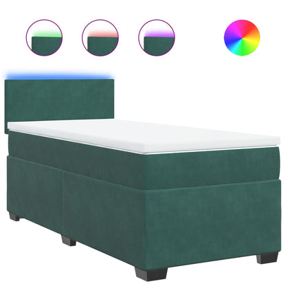 Boxspring met matras fluweel donkergroen 90x190 cm