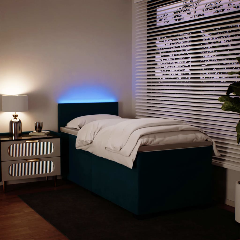 Boxspring met matras fluweel blauw 90x190 cm