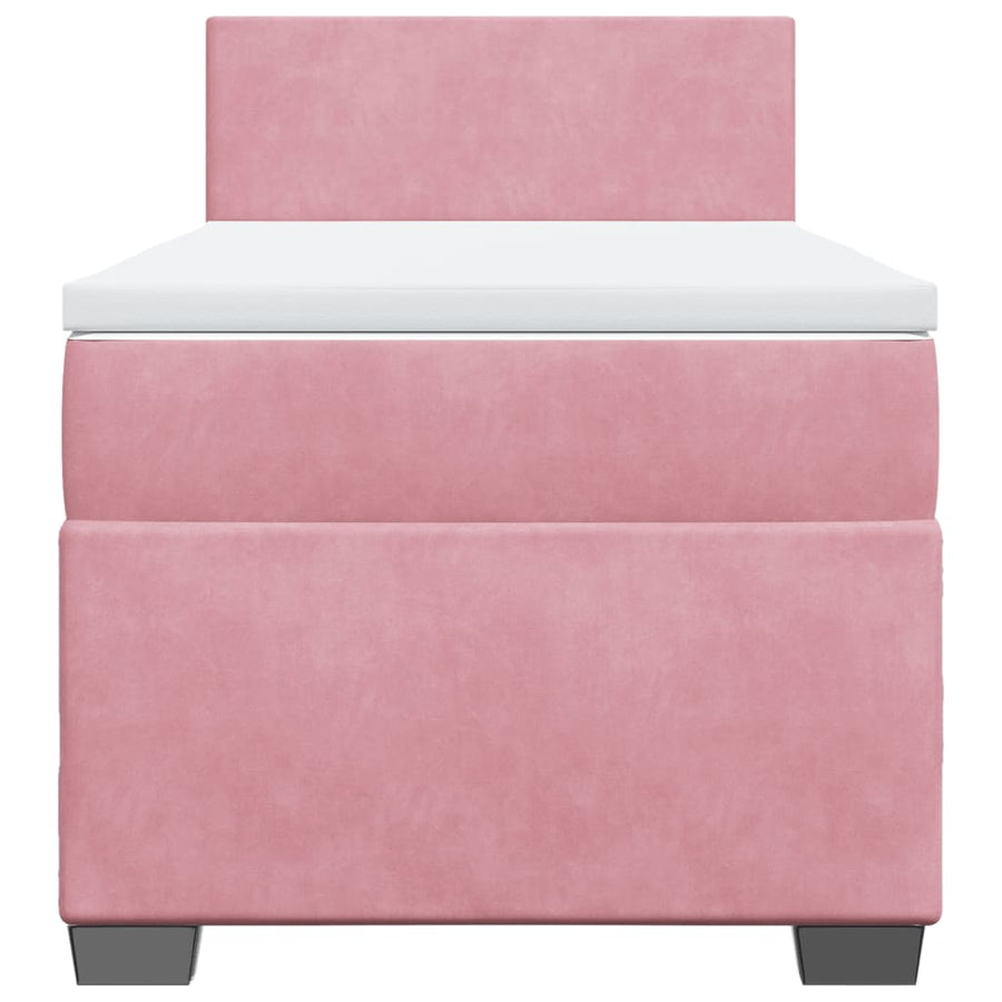 Boxspring met matras fluweel roze 90x190 cm