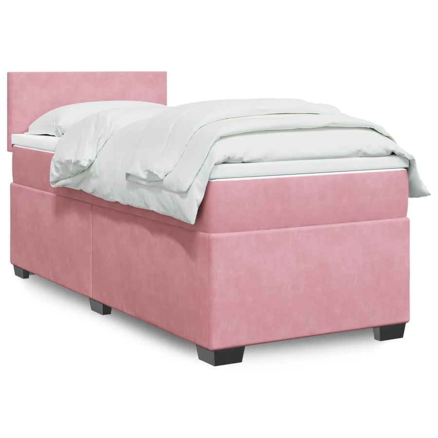 Boxspring met matras fluweel roze 90x190 cm