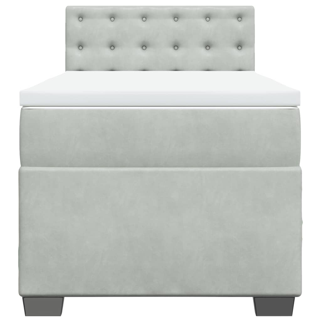 Boxspring met matras fluweel lichtgrijs 90x190 cm