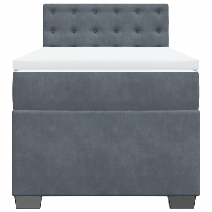 Boxspring met matras fluweel donkergrijs 90x190 cm