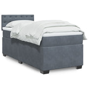 Box spring with velvet dark grey mattress 90x190 cm