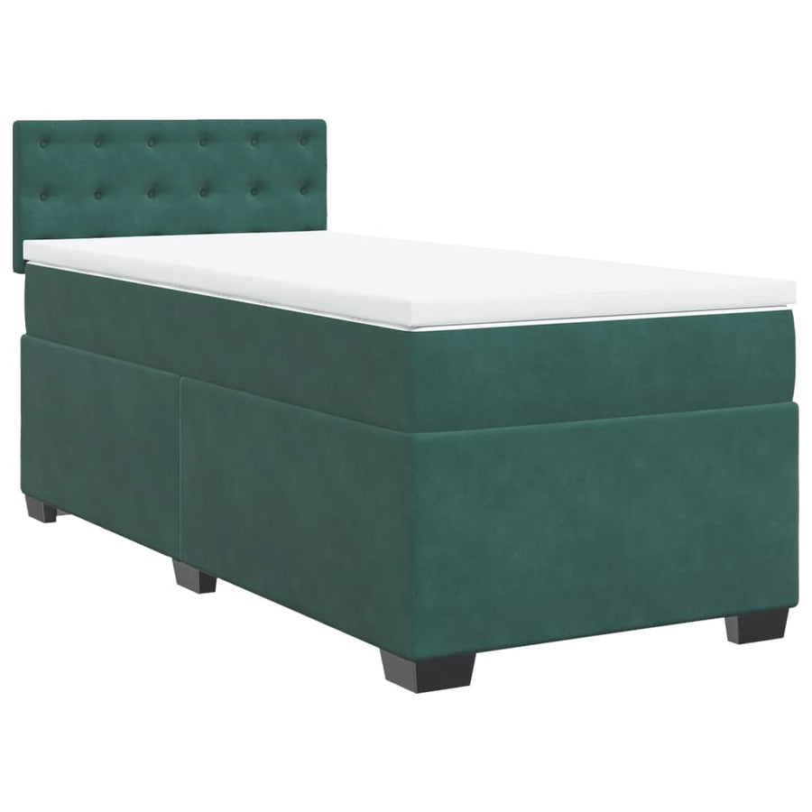 Boxspring met matras fluweel donkergroen 90x190 cm