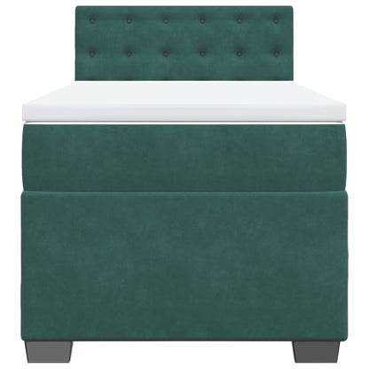 Boxspring met matras fluweel donkergroen 90x190 cm