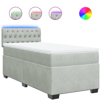 Boxspring met matras fluweel lichtgrijs 90x190 cm