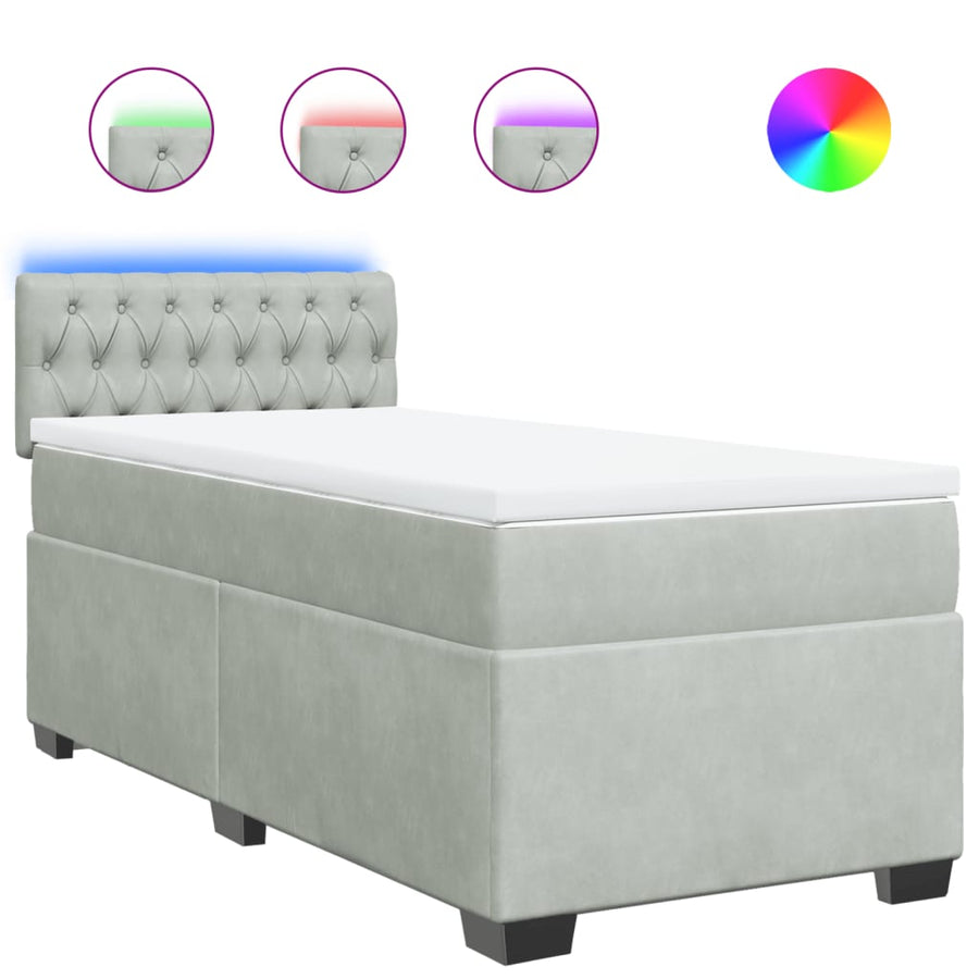 Boxspring met matras fluweel lichtgrijs 90x190 cm