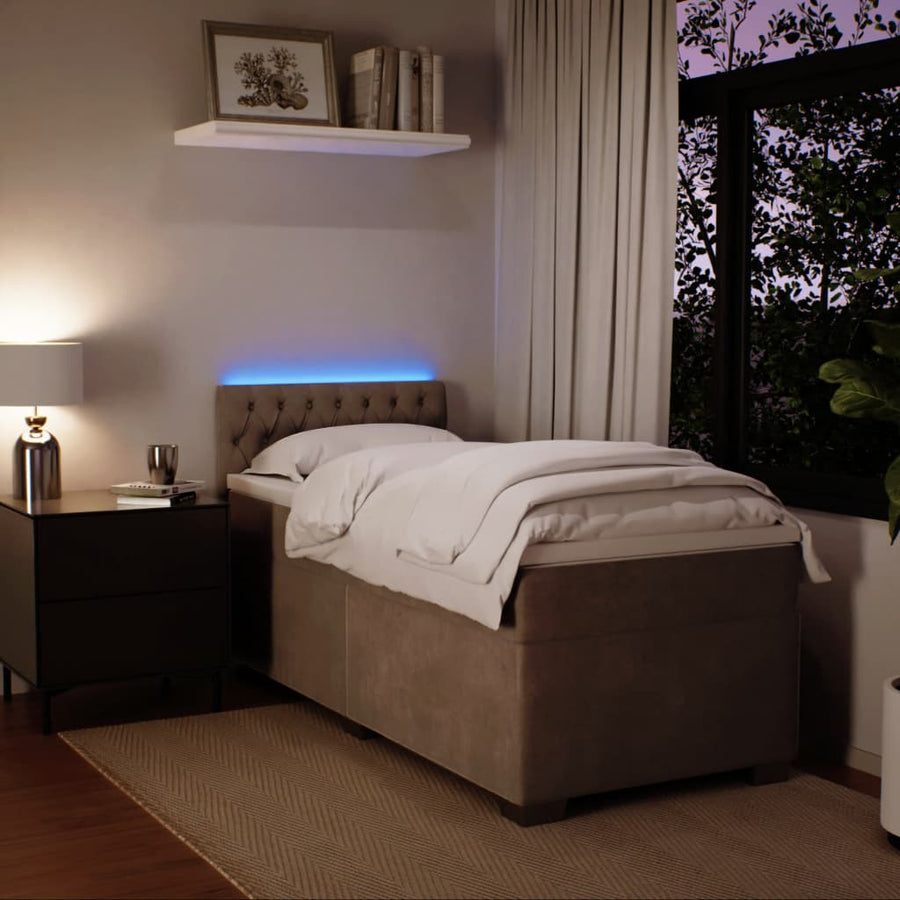 Boxspring met matras fluweel lichtgrijs 90x190 cm