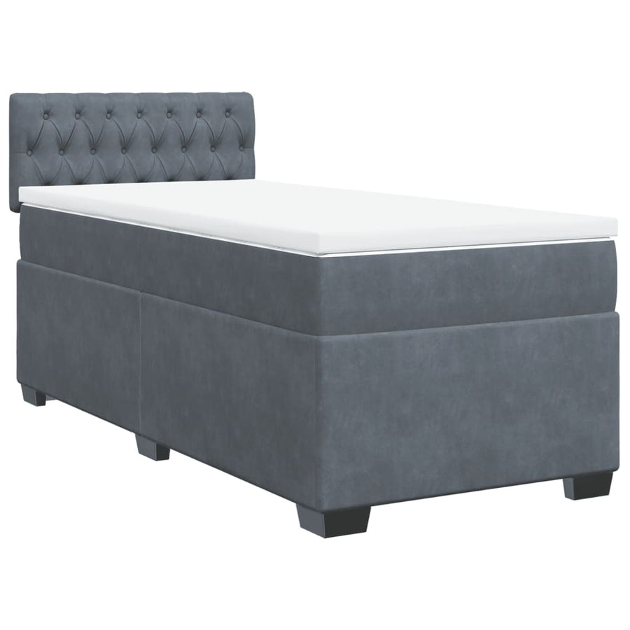 Boxspring met matras fluweel donkergrijs 90x190 cm