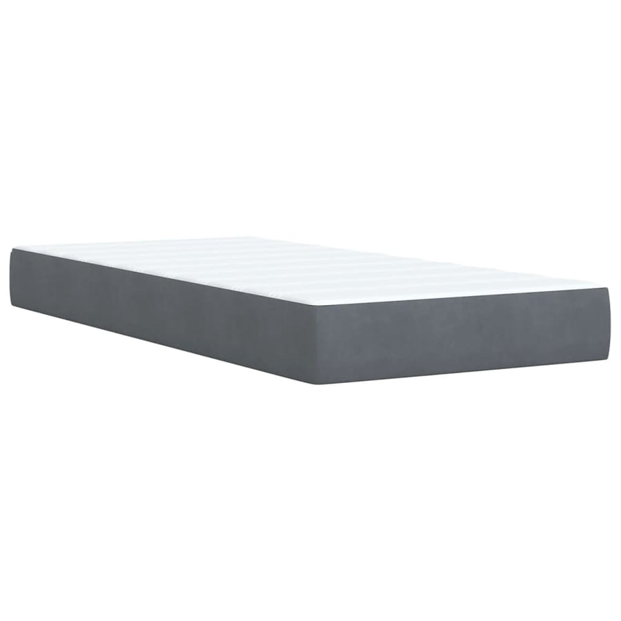 Boxspring met matras fluweel donkergrijs 90x190 cm