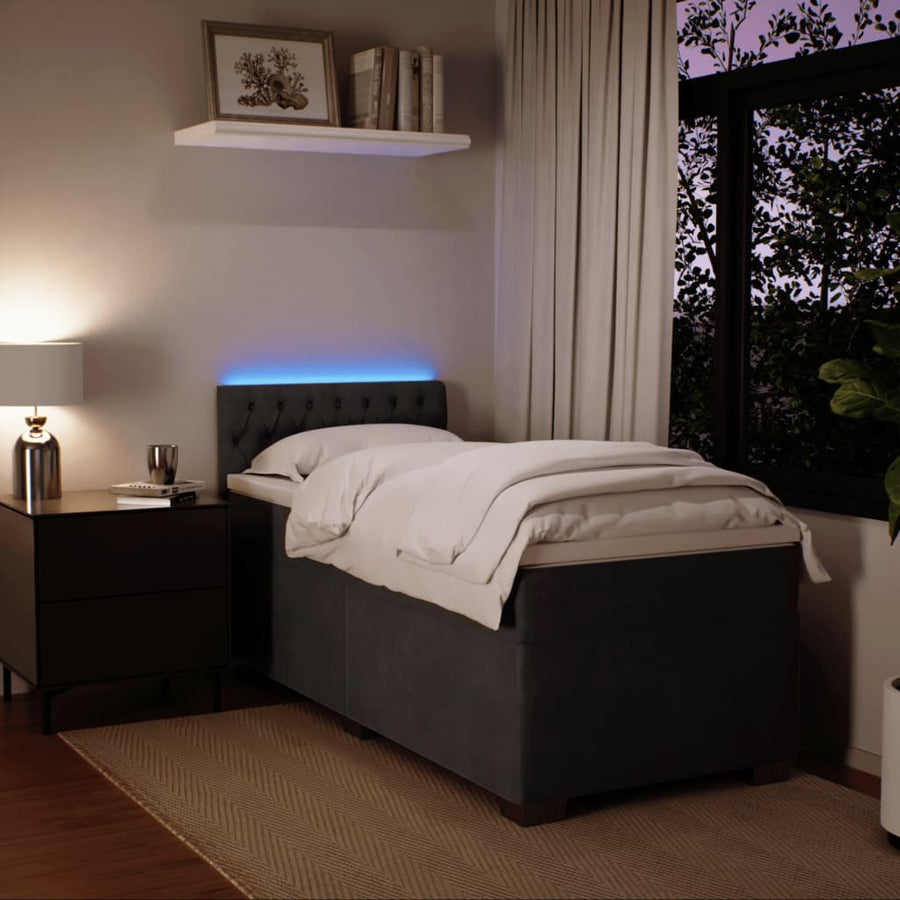 Boxspring met matras fluweel donkergrijs 90x190 cm