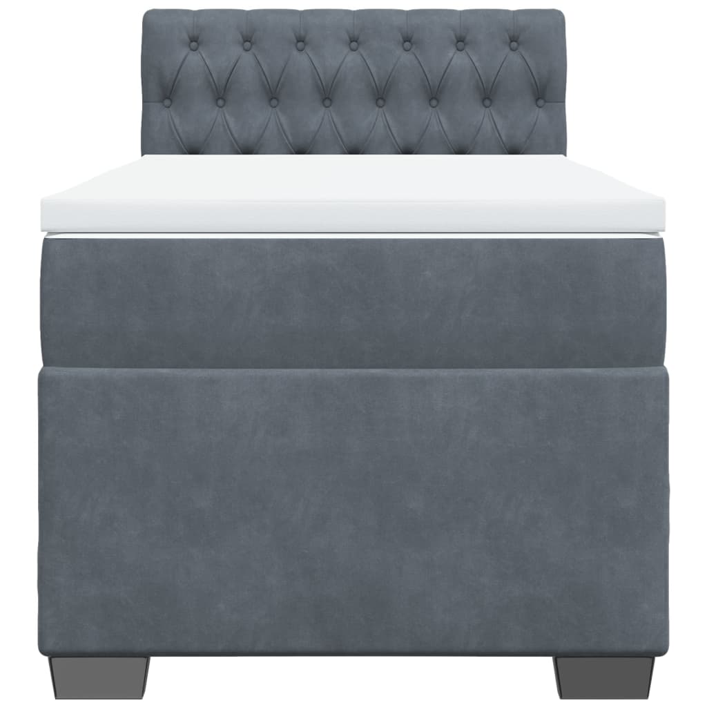 Boxspring met matras fluweel donkergrijs 90x190 cm
