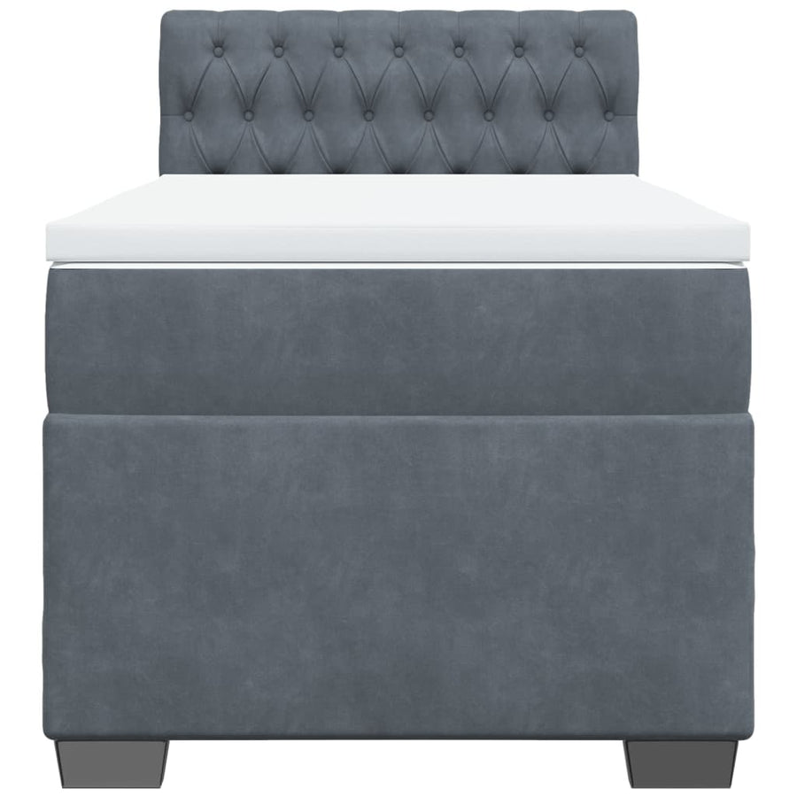 Boxspring met matras fluweel donkergrijs 90x190 cm