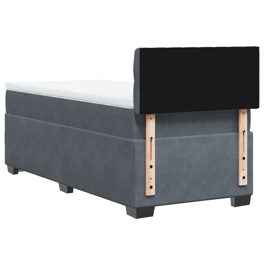 Boxspring met matras fluweel donkergrijs 90x190 cm