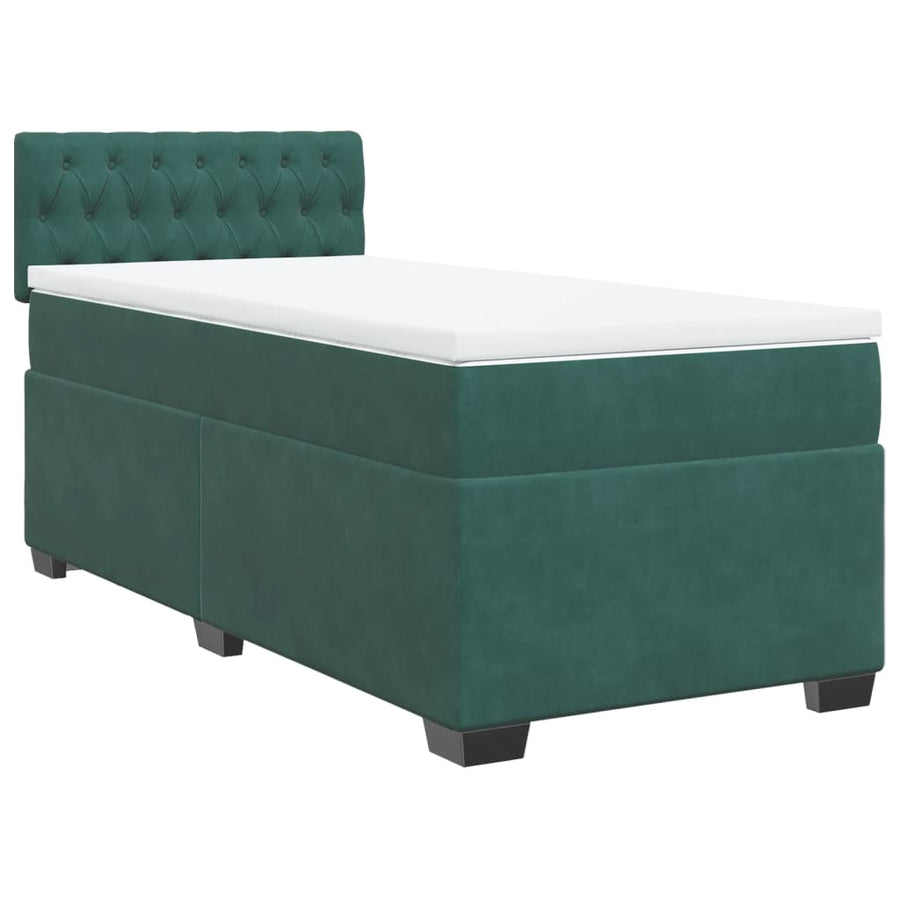 Boxspring met matras fluweel donkergroen 90x190 cm