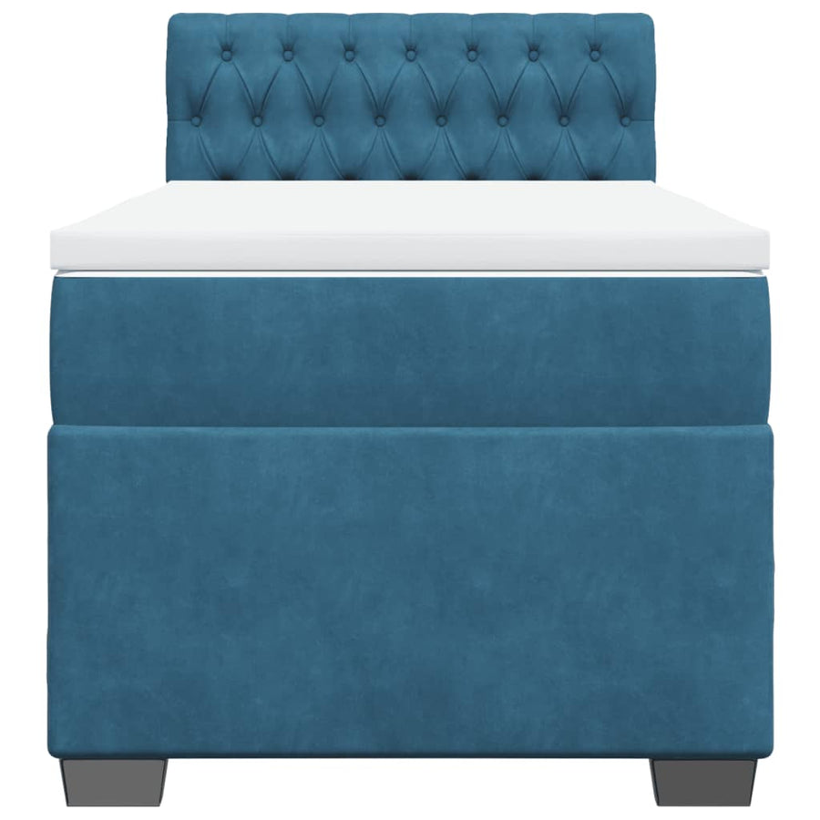 Boxspring met matras fluweel blauw 90x190 cm