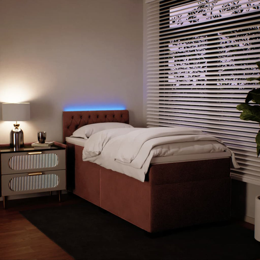 Boxspring met matras fluweel roze 90x190 cm