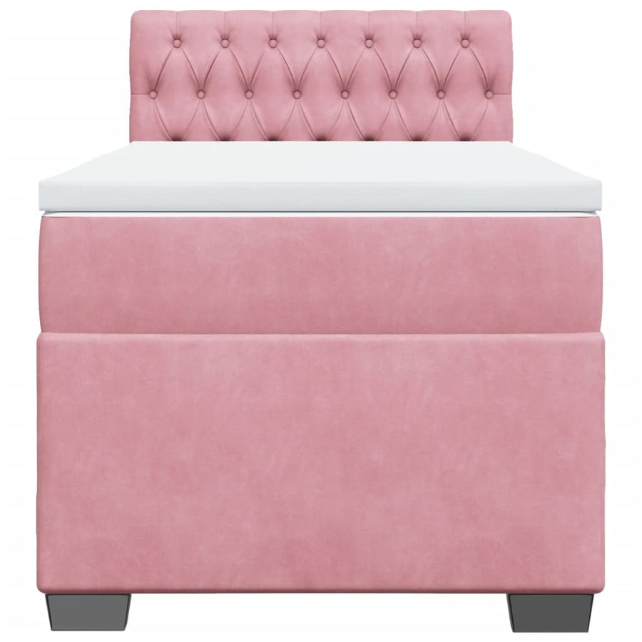 Boxspring met matras fluweel roze 90x190 cm